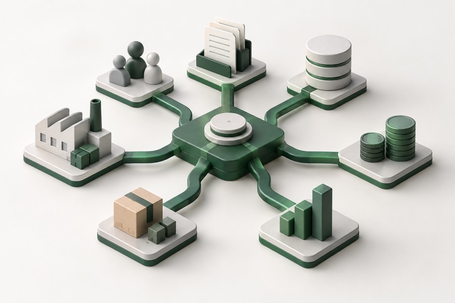 Illustration of connected business systems